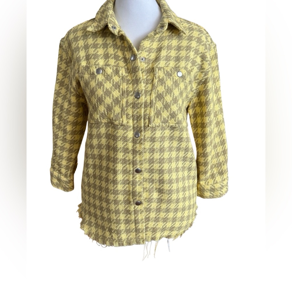 ZARA KIDS COLLECTION Yellow + Gray Houndstooth Shirt + Jacket Girls Size 9